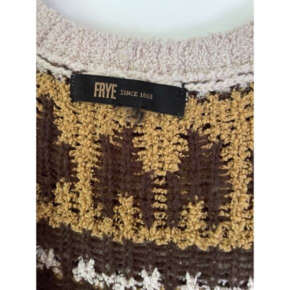 Frye Cardigan Sweater Women's Sz XL Long Length Brown Tan Nordic Cozy - Picture 3 of 5